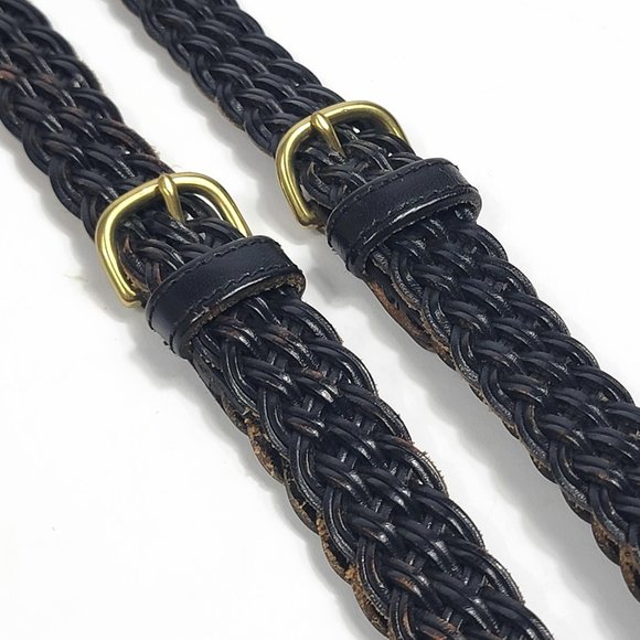 Martin Dingman Braided Leather Button Suspenders Black Very Nice Condition - Picture 2 of 14